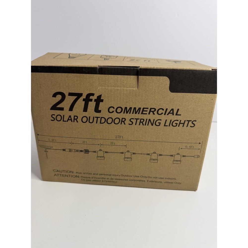 27ft Solar Outdoor String Lights NEW - Picture 2 of 7